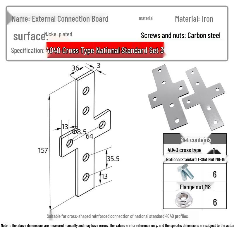 Plaque de Connexion d'Angle en Aluminium pour Profilés 20/30/40 avec Fixations