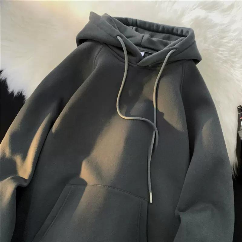 Men's Retro Oversized Hooded Sweater Jacket with Thick Insulated Lining - Trendy All-Season Wear