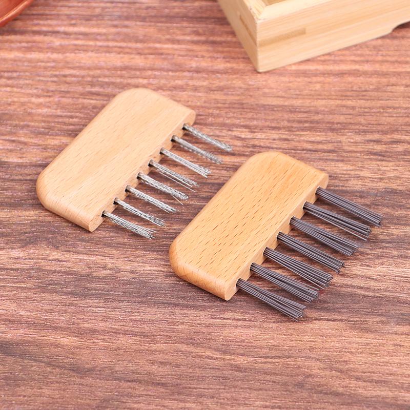 1Pc Wooden Handle Comb Cleaner Delicate Cleaning Removable Hair Brush Comb Cleaner Tool Handle Embeded Tool