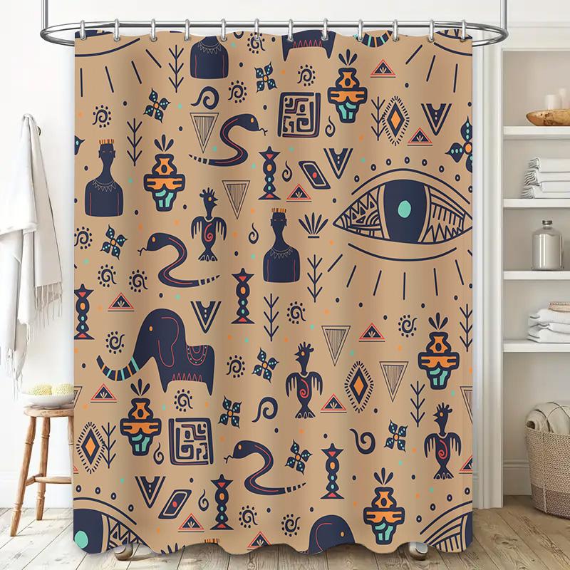Trendy Bohemian Bathroom Decor Shower Curtain with Eye Design for Home Decoration Black/Beige Colorway (72x84 inches)