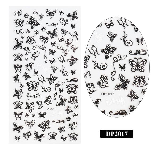 1pc 3D Nail Stickers Spring Summer Natural Flower Leaves Simulation Dried Flower Dragonfly Nail Applique Water Slides Decoration
