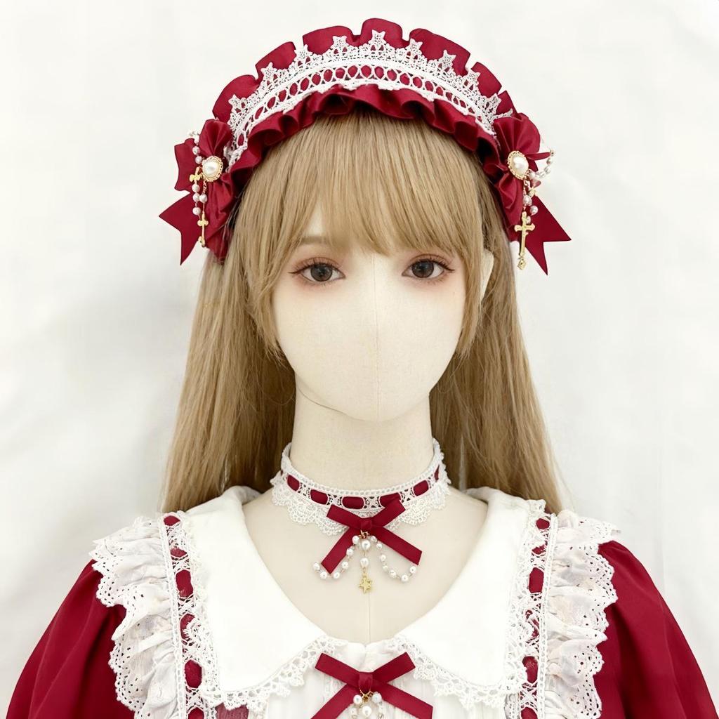 Lolita Lace Ribbon Bow Headband & Skirt Headdress