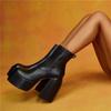 Pu Leather Over-The-Knee Boots Women Punk Shoes Platform High-Heel Boots Chunky Motorcycle Black Autumn Mid-Calf Winter