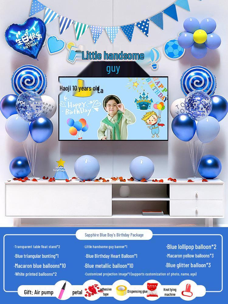 Bakgrunn for 10-årsfeiring: Gratulerer med dagen Ballonger og dekor for gutter