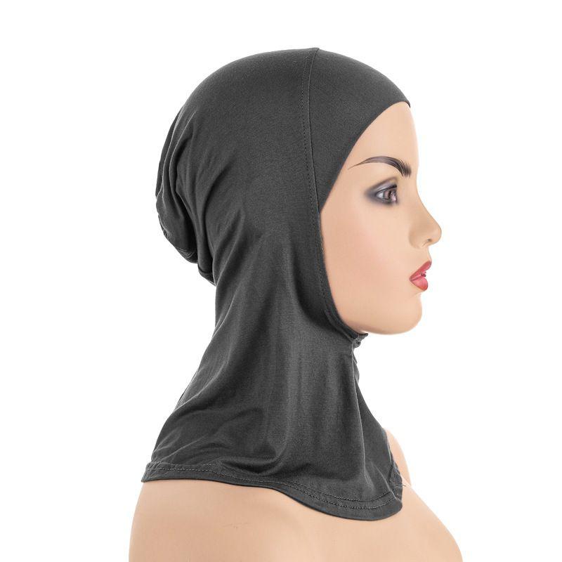 Women's Black Hijab Scarf Muslim Islamic Modal Solid Color Neck Head Under Scarf Cap