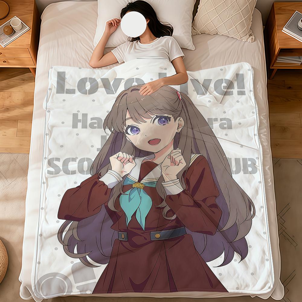 Anime Kawaii Art Girl Love L-live Soft Warm Plush Blanket for Dormitory Sofa Living Room Pet Hogar Bedroom Gift Nap Home Flannel