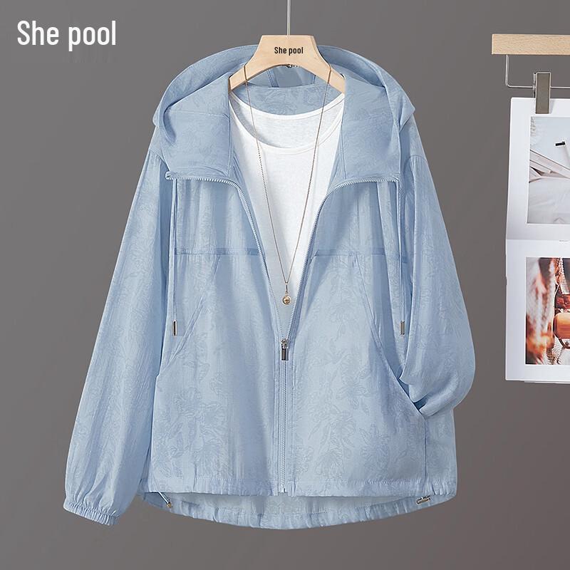 

Women s Floral Patchwork Sun Protection Drawstring Hoodie M