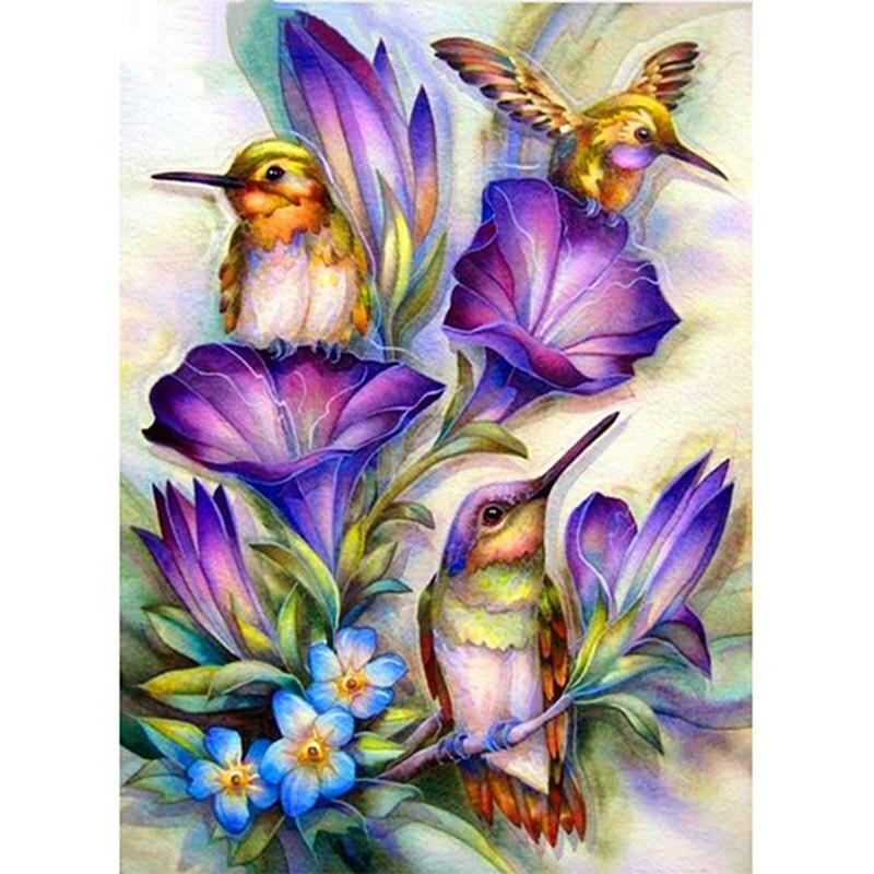DIY 5D-Diamantgemälde, Vogel und Blume, Diamant-Stickerei, Bild, Strass, runder Bohrer, Mosaik, Heimdekoration