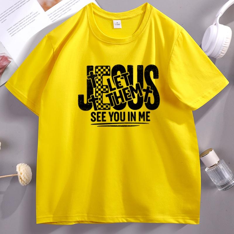 Jesus Let Them See You in Me Tshirt for Unisex Women Christian Bible Faith T Shirt Religious Cotton Short Sleeve Round Neck Tops
