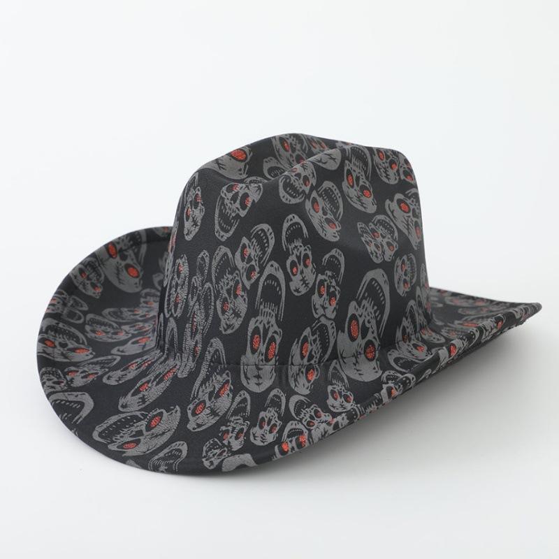 Props Men's and Women's Cowboy Hats European and American Jazz Top Hats Halloween Party Ball Skull Hats