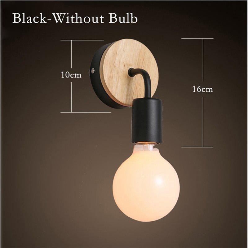ABMH-Home Decor Fixtures Nordic Wood Lamp Base E27 Retro Bedside Wall Light Holder Interior Lighting For Bedroom Living Room