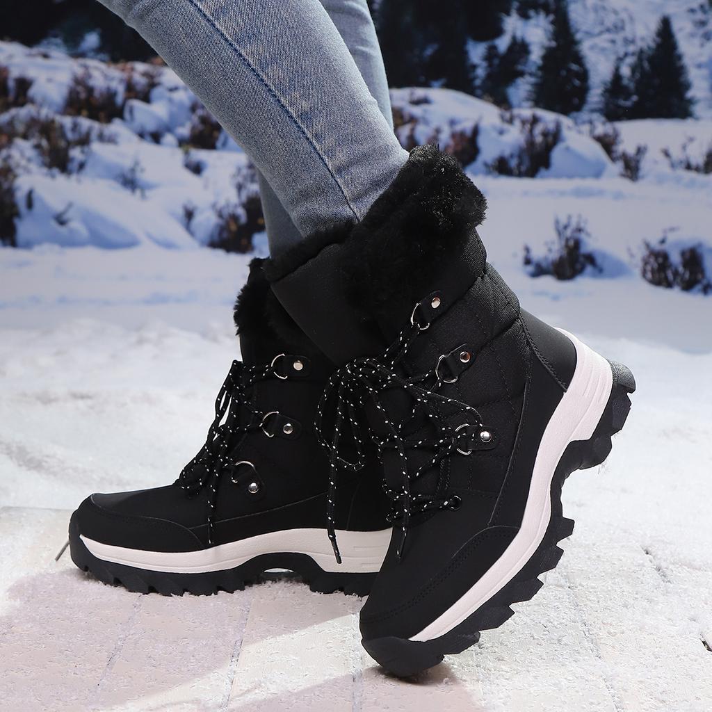 TUINANLE Women's Winter Boots Plus Velvet Warm High-top Hiking Shoes for Women Non-slip Outdoor Ladies Snow Boots