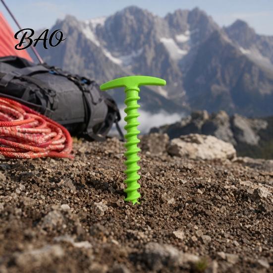 Tent Pegs Set 10Pcs Plastic Screw-in Stake, Heavy Duty T-shaped Canopy Peg, Stakes Windproof Spiral Ground Stake for Outdoor Camping Hiking Garden