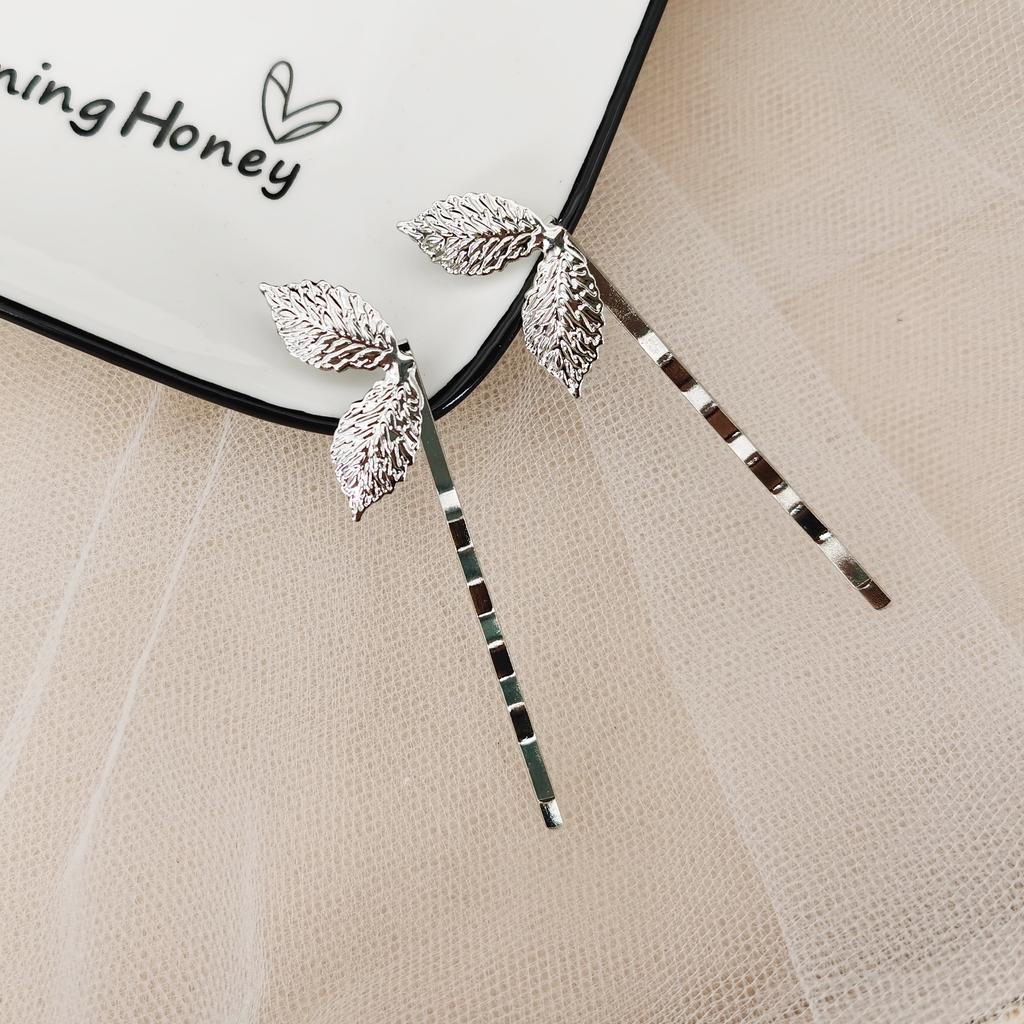 Gold Color Metal Leaf Hair Clip Girls Hairpin Barrette Flowers Rhinestone Hairpins Women Accessories Jewelry Gifts