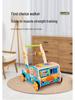 Baby Wooden Push Walker with Building Blocks, Xylophone, Puzzle, and Matching Toys