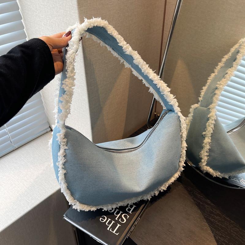 New Stylish Canvas Shoulder Bag For Women In Blue Perfect For Fall Fashion Trends