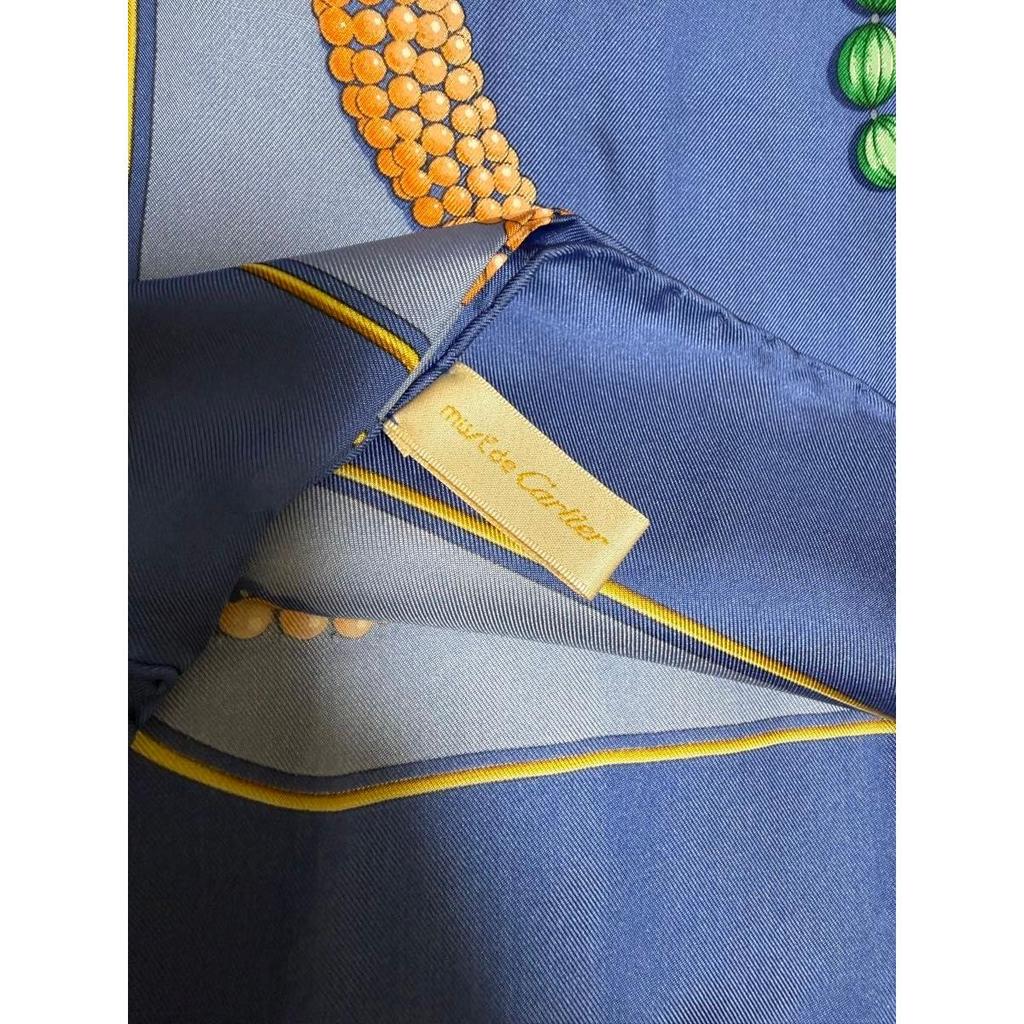 Used Scarf Cartier Silk Large Scarf 100% Silk Vintage