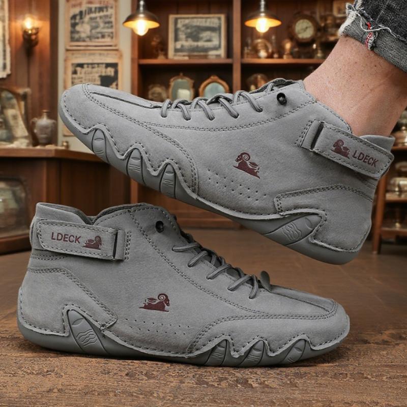 Modieuze Heren High Top Schoenen Suede Materiaal Creatief Vetersysteem Schoenen voor Casual Gelegenheden Gescheurde Jeans Val op in Stijl