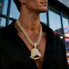 Hot Selling Hand In Hand Brothers 4 Life Full Diamond Alloy Pendant Fashion Cuban Chain Necklace Accessories