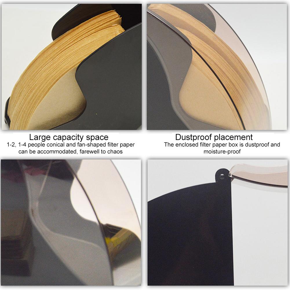 1pc Hand Drip Coffee Filter Paper Holder Storage Rack With Acrylic Cover Dispenser Coffee Accessories Filter Paper Storage Box