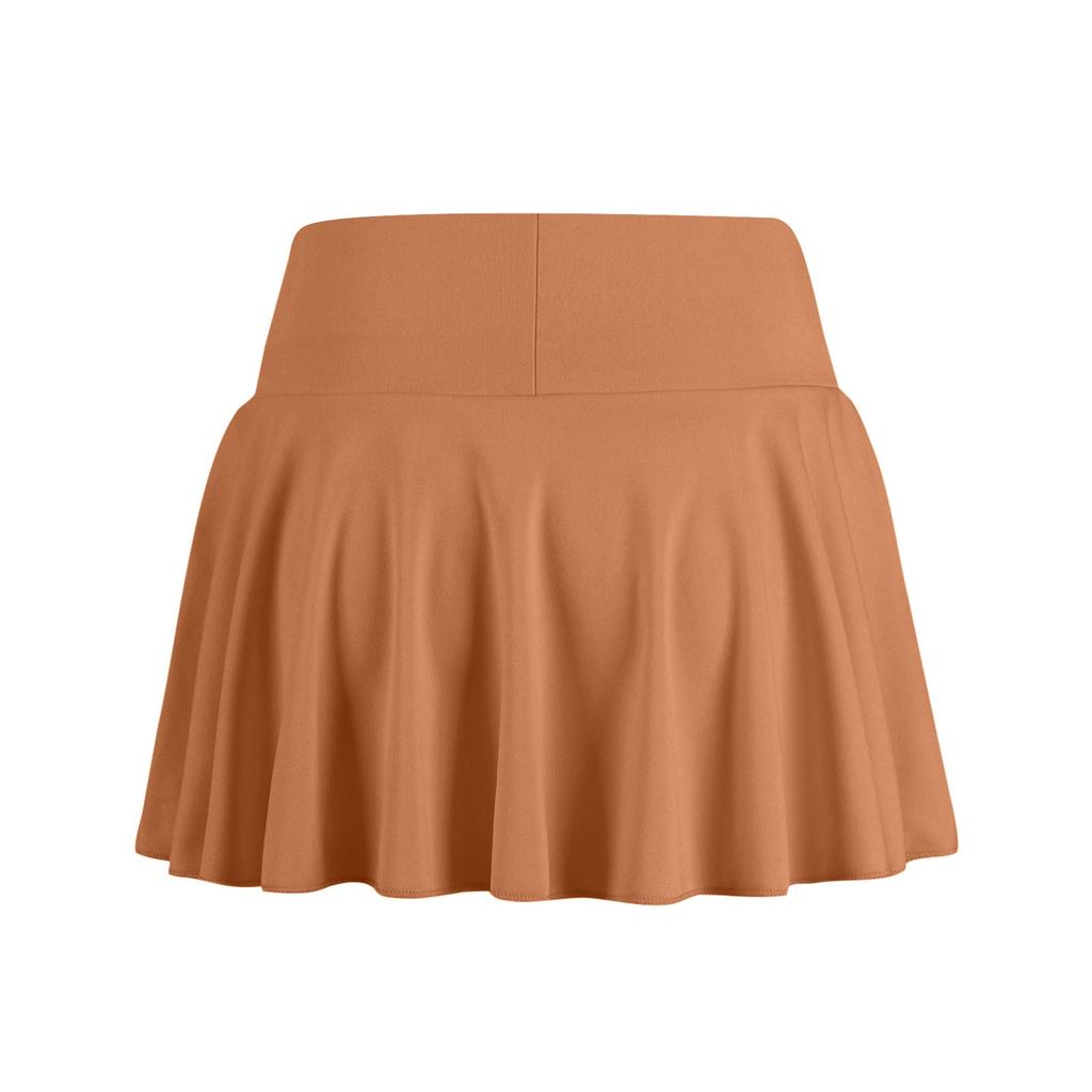 Women's Casual High Waist Color Short Half Skirt Sports Skirt Pleated Skirt