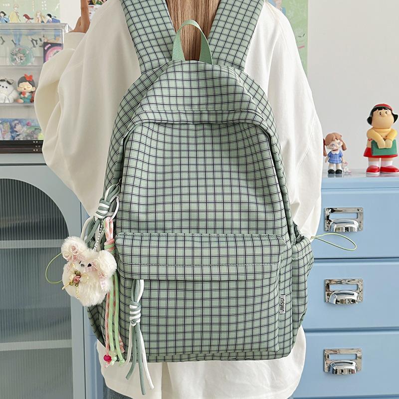 Schoolbag new plaid trend schoolbag female students Japanese versatile students large capacity design sense niche backpack backpack