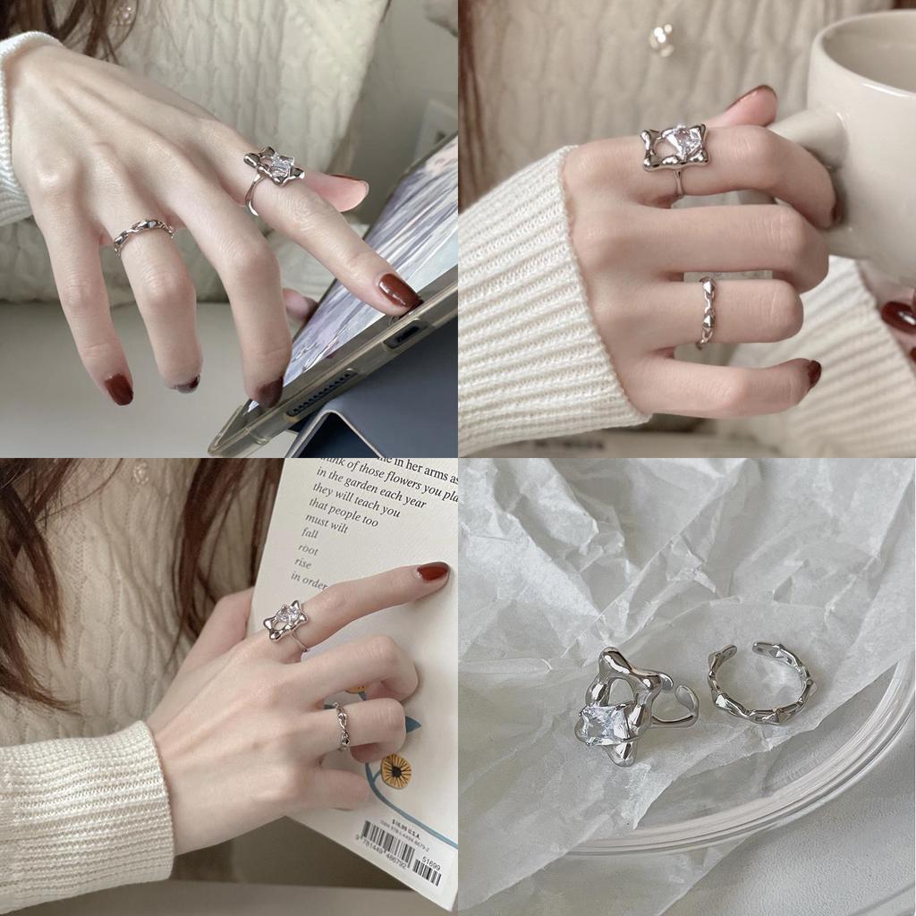 Trendy Minimalist Zircon Stone Ring For Women Fashionable Copper Design Adjustable Fit