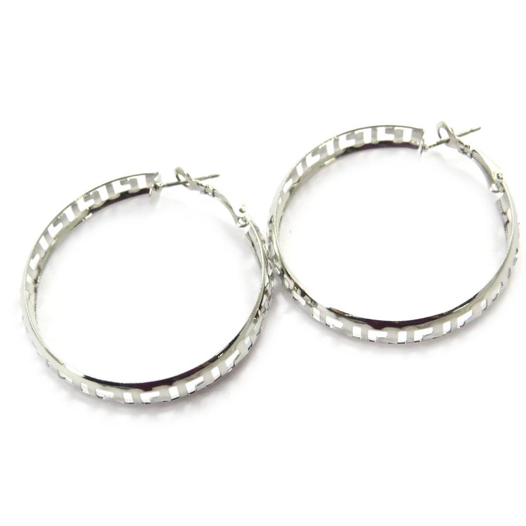 Les Trésors De Lily [L9684] - Silver 'Choréographie' Hoop Earrings Ø 40 Mm 7 Mm