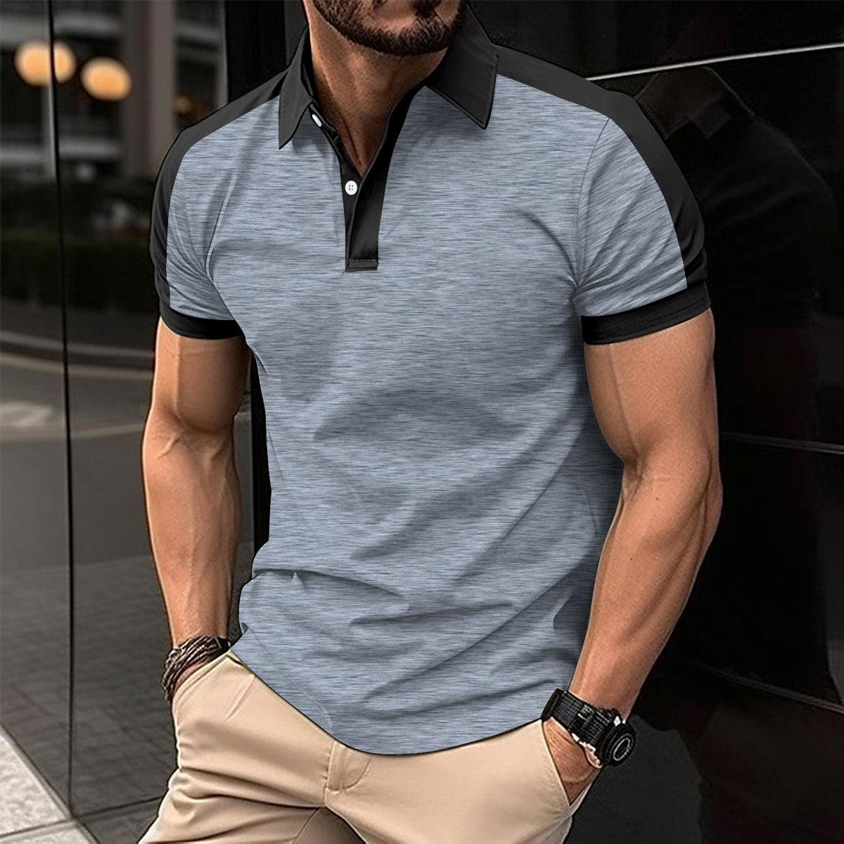 

Men s Casual POLO Shirt, Fashionable Lapel Button, Business Color Matching, Versatile T-shirt Top