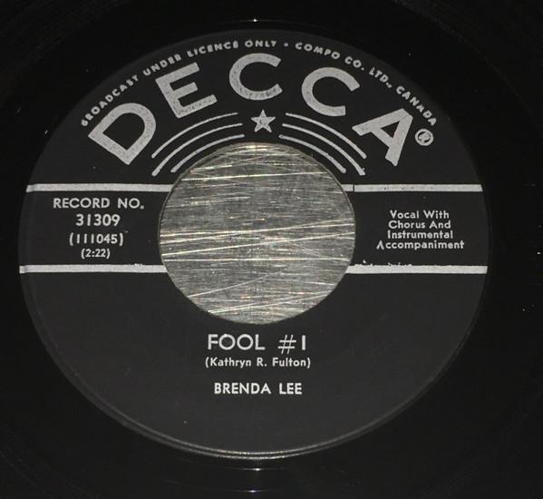

7inch Record BRENDA LEE - Fool No.1 31309 Decca 1961 Canada Rock Used