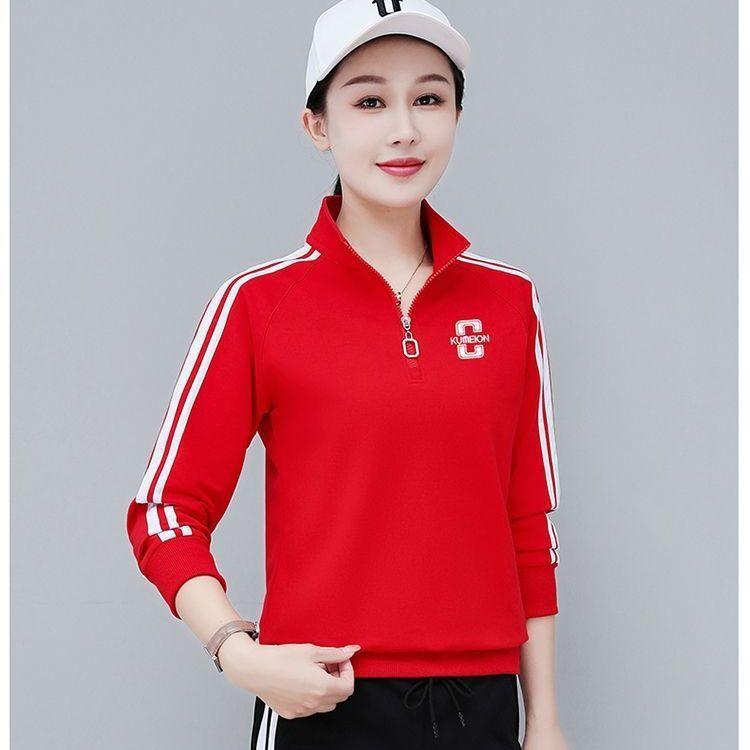 Spring and autumn new half-zip sweatshirts, fashionable ghost step dance fitness wear, square dance apparel, sports sets for women