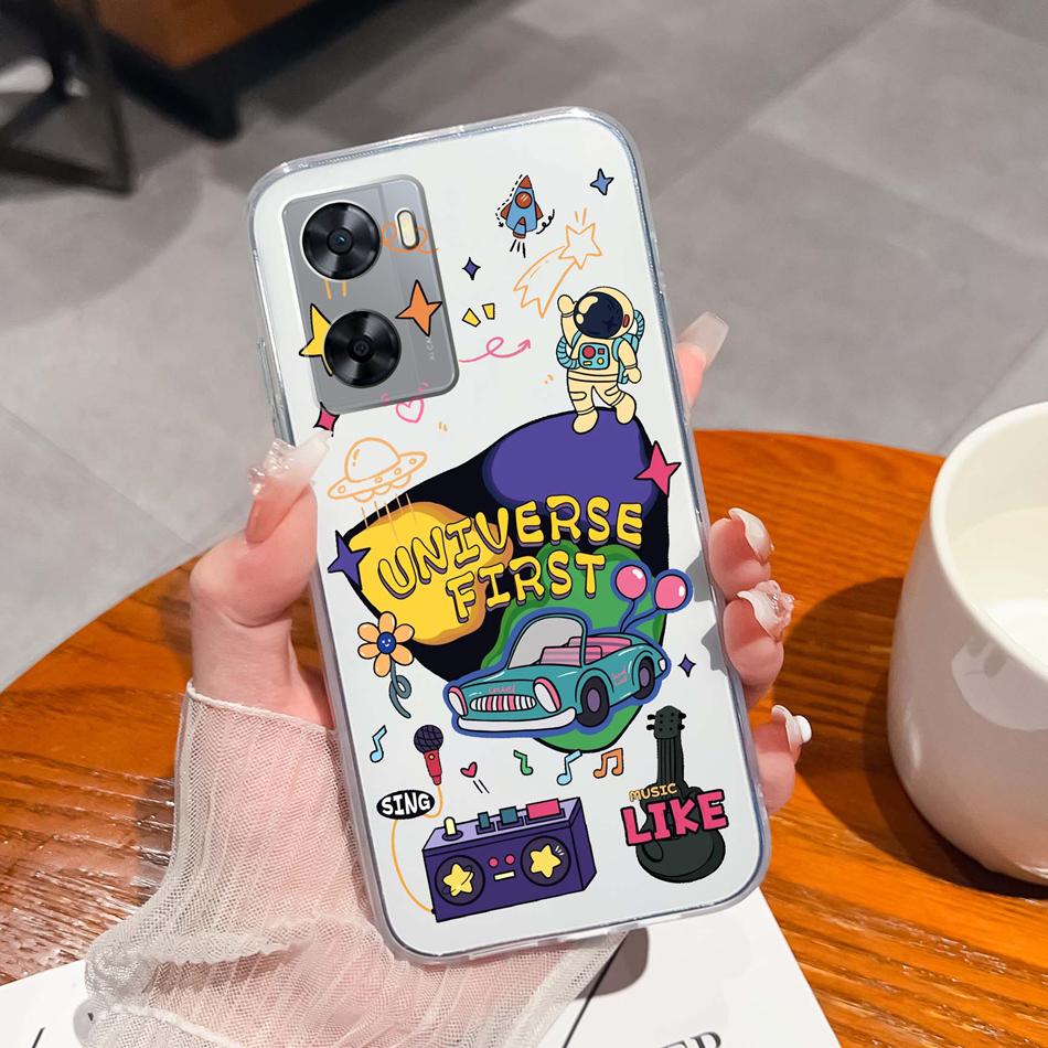 For Oppo A77 A77S Phone Case Colorful Flowers Patterns Back Cover For OppoA77 A77 S 2022 Soft TPU Transparent Silicone Bumper
