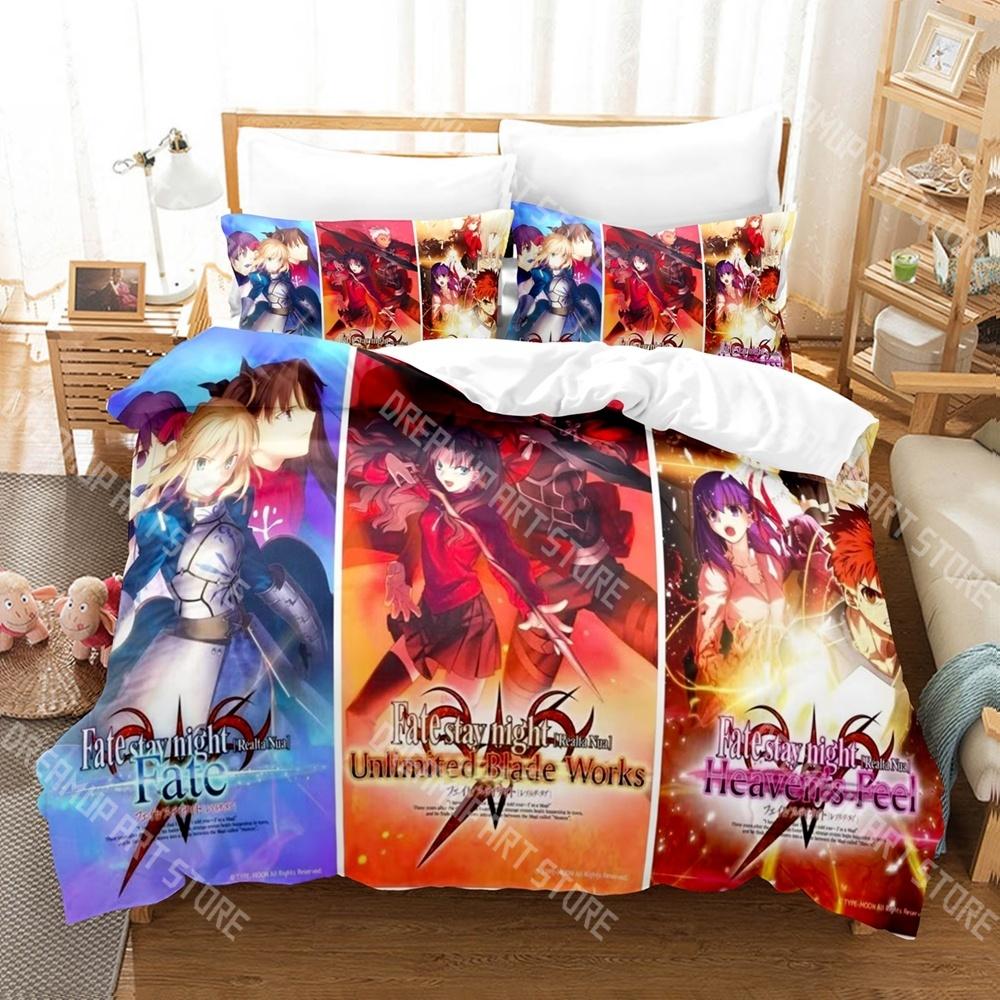 Fashion Fate stay night Anime Bedding Set Single Twin Full Queen King Size Bed Set Kids Bedroom Duvetcover Sets Bed Sheet Set