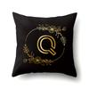Polyester Pillowcase Black Gold Flower Home Decoration Print Pillowcase 26 English Letter Cushion Cover