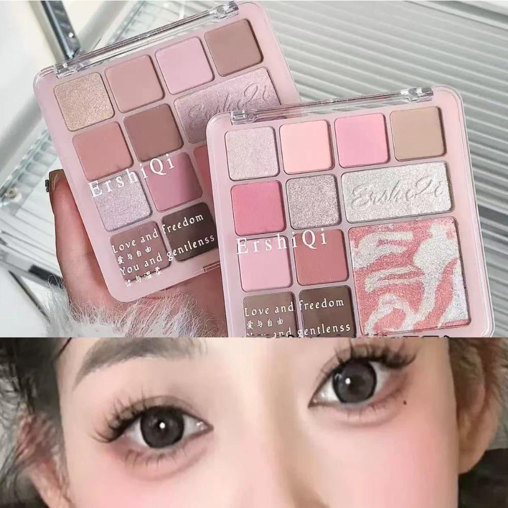 Palette d'ombres à paupières 12 couleurs Blush facial Highlighter Illuminateur Longue tenue Brillance Paillettes Mat Maquillage pour les yeux Cosmétique