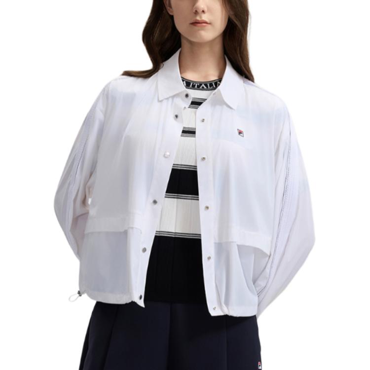 Fila Loose Fit Polo Button-Up Long Sleeve Shirt Women Shirts Standard-White F11W431705F-WT
