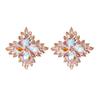 Geometric Crystal Ear Studs For Women With Alloy Material And Exquisite Electroplating