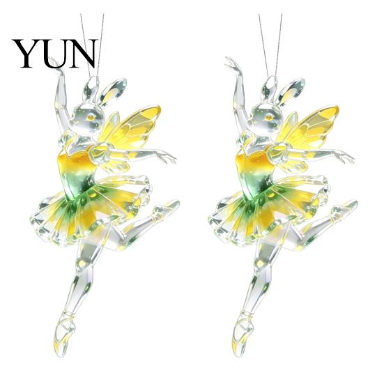 Cute Hanging Accessories 2Pcs Glitter Ballet Girl Keychain, 2D Acrylic Pendant for Bag Backpack, Sparkling Fence Branch Decorations Dancer Car