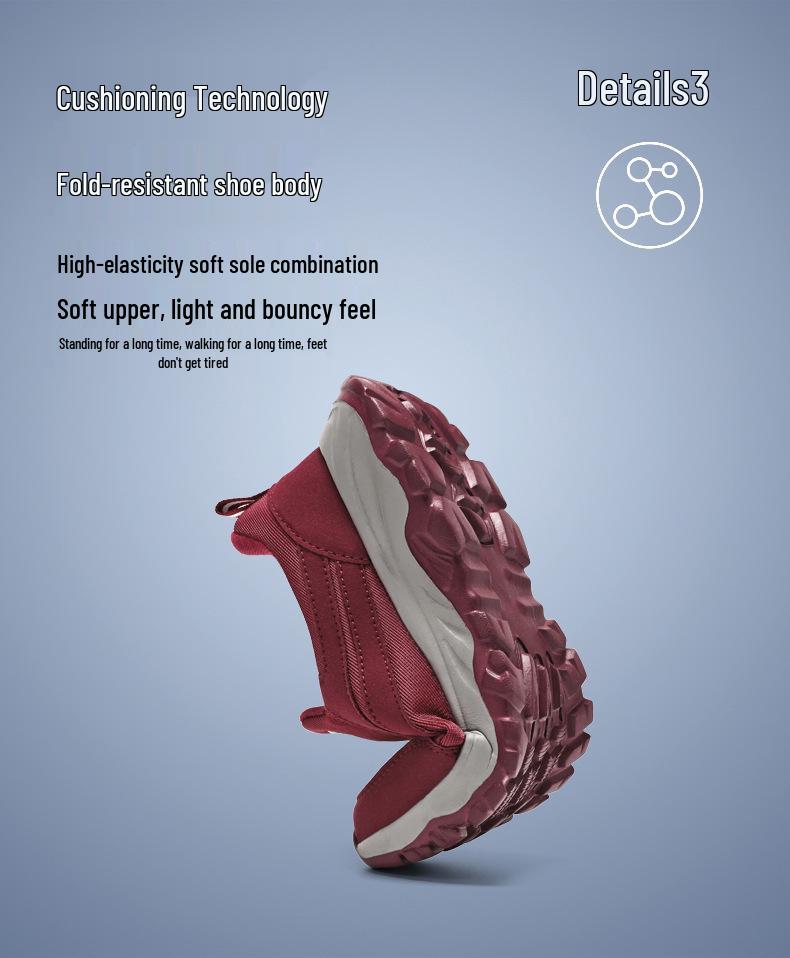 Women's Slip-On Walking Shoes for Couples, Casual Style for Middle-Aged & Elderly, Soft Sole, Shallow Mouth Design