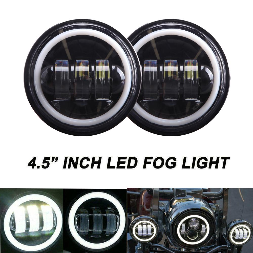 2pcs 4.5 Inch Motorcycle Led Fog Light DRL Led Fog Angel Eyes 30W Round Waterproof 1/2 Auxiliary Passing Lamp Touring
