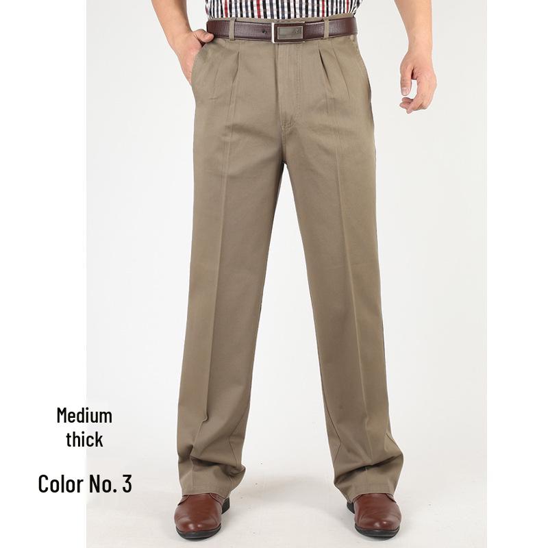 

Men s High-Waisted Double-Pleated Cotton Casual Pants - Plus Size, Non-Iron, for Autumn and Winter 42 - 106 cm Waist