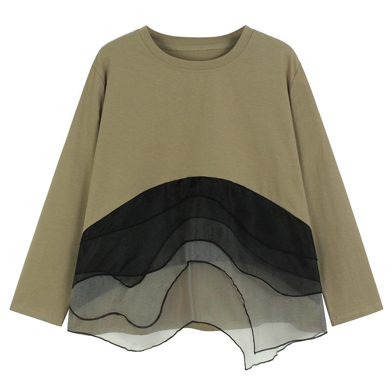 

XITAO Patchwork Organza Fashion Loose Women T-shirt Top GJ1238 One Size