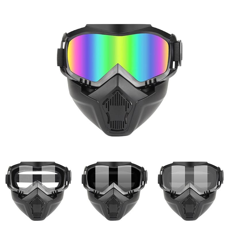 1 Piece Adjustable Motorcycle Goggles Dustproof Moto Glasses Breathable Full Face Protective Motorbike Dirt Bike Off-Road Mask