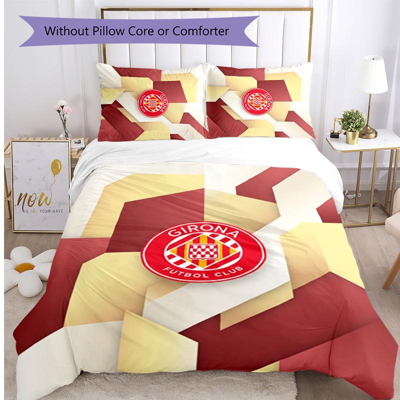 Girona FC Printed 3PCS Bedding Set Breathable Duvet Cover with Pillowcases Decorative Bed Linen for Bedroom Home