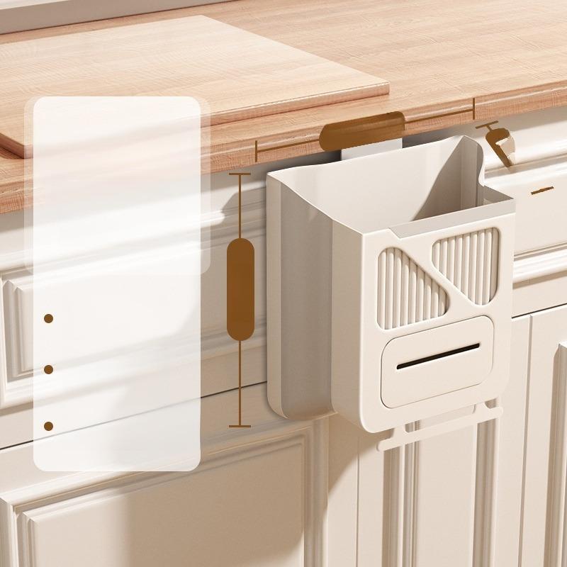 Household collapsible garbage bin cabinet doorKitchen punch-free trash can cabinet door wall-mounted household trash basket