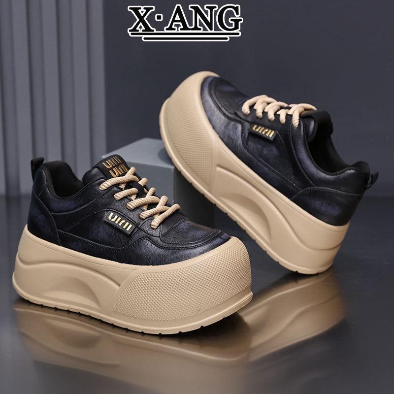 sponge cake thick sole height increase cm small women's shoes leather board shoes women's casual sports shoes lightweight white shoes