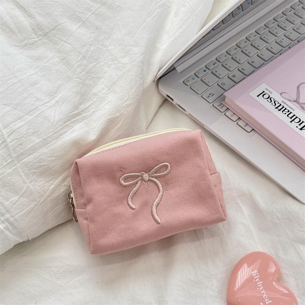 3D Bowknot Bowknot Storage Bag Portable Multifunctional Cosmetics Bag Large Capacity Sanitary Napkin Organizer Girls