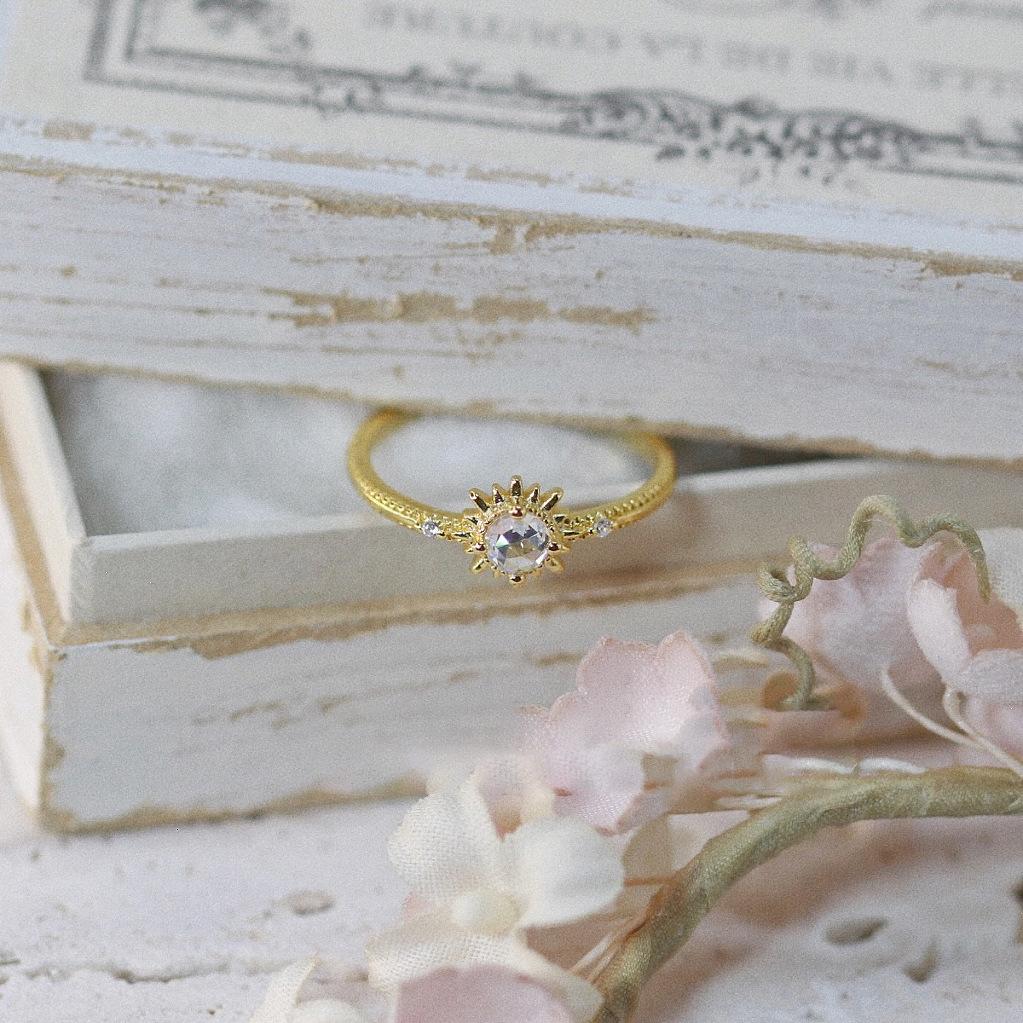 Trendy Retro Japanese Sun Ring For Women Unique Star Shaped Adjustable Jewelry Copper