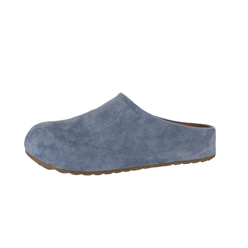 Fashion 2025 Women's Slippers Closed Toe Round Toe Suede Clogs Sandals Autumn New Retro Solid Color Flat Bottom Women's Slingback Shoes