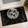 Dark Moonlit Night Raven Dead Tree Flannel Mat Home Entrance Door Hallway Anti-Slip Foot Mat Bedroom Doorway Absorbent Carpet